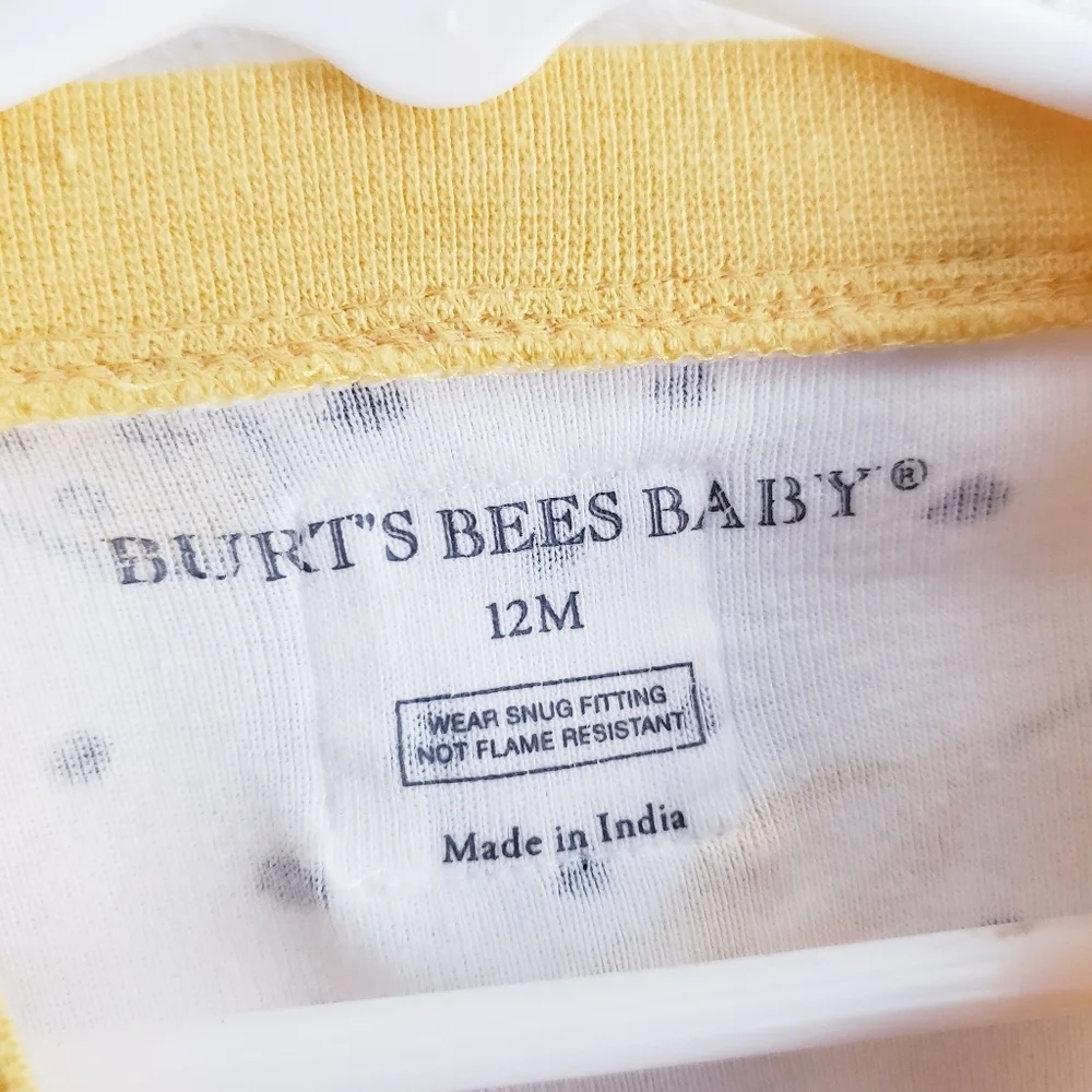 Burts Bees Polka-dot Lemon Long Sleeve Full Zip PJ Onesie